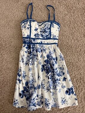 City Triangles White and Blue Floral Mini Dress